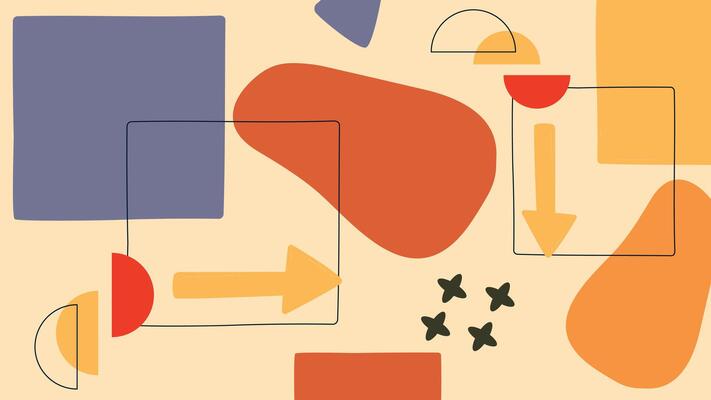 Plain background. colorful hand drawn geometric shapes, square, circle and triangle. Mathematics business concept template