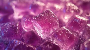 Purple sugar crystals close-up, wet texture, colorful background, food photography photo