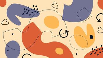 Abstract background with geometric and organic shapes in warm tones. Modern minimalist design with hand drawn lines, curved elements, and artistic details. Perfect for posters, prints, and decor. vector