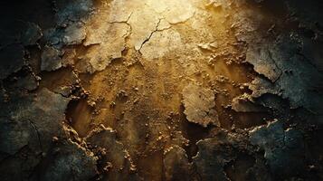 Cracked earth, sunlight, drought, arid land, environmental impact, background texture photo