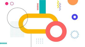 Colorful abstract composition with geometric shapes, circles, and dynamic elements on a white background. Modern and artistic layout, perfect for creative and stylish design projects. vector