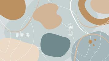 Aesthetic abstract background with organic elements and elegant line art. Harmonious blend of neutral colors and geometric forms, creating a stylish and trendy design. Suitable for invitations. vector