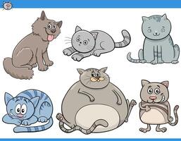 funny cartoon cats and kittens characters set vector