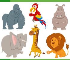 funny cartoon wild animal characters set in flat style vector
