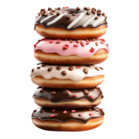 A stack of donuts with chocolate and sprinkles png