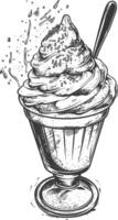 Hand Drawn Illustration Of A Sundae With Sprinkles And A Spoon vector