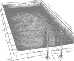 Hand Drawn Illustration Of A Swimming Pool With A Ladder vector