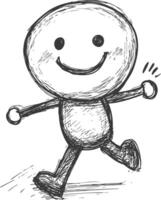Hand Drawn Illustration Of A Stick Figure Running With A Smile vector