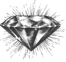 Hand Drawn Illustration Of A Sparkling Diamond With Sunburst Effect vector