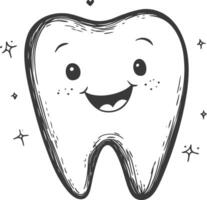 Hand Drawn Illustration Of A Smiling Tooth With Freckles vector