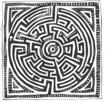 Hand Drawn Circular Maze With A Decorative Border vector
