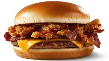 A burger with bacon and cheese on it photo