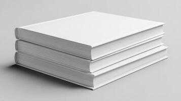 Stack of blank books on a grey background photo