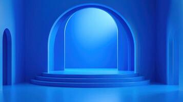 An empty room with a blue archway photo