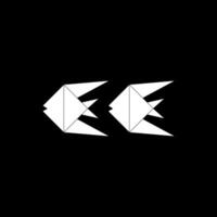 Pair Fish Shape Inspired by Origami Form, can use for Logo, Pictogram, Aquatic Animal Figure, Website, Apps, or Graphic Design Element. Simple and Editable vector