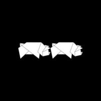 Pair Pig or Pork Shape Inspired by Origami Form, can use for Logo, Pictogram, Endangered Animals Figure, Website, Apps, or Graphic Design Element. Flat and Editable vector