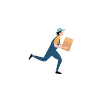Delivery Person Running with Package vector