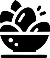 A black and white illustration of a bowl of eggs vector