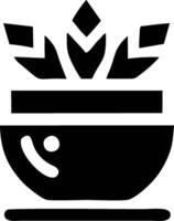 A black and white image of a bowl with a leaf vector