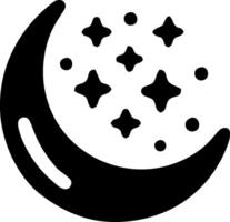 A black and white crescent with stars on it vector