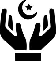 The hands of a crescent and star are shown holding a crescent vector
