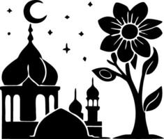 A mosque and a tree with a star and moon vector