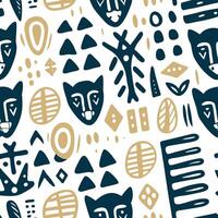 Abstract Tribal Animal Masks Pattern vector