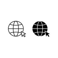 Open web icon illustration with line style and silhouette vector