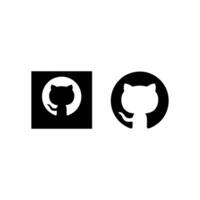 Two variations of the GitHub logo with cats in circles and squares, perfect for techrelated marketing designs and catthemed branding. vector