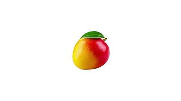 green and red mango with leaf on a white video