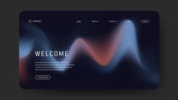 website landing page or banner template with dark concept gradient vector