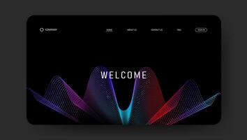 landing page website template with colorful line art vector