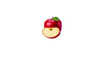 A red apple and a slice. isolated on a white background with full depth of field video