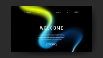 Abstract wave design of landing page. blue and yellow fluid gradient website design vector