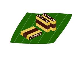 Surabaya Cake Layers on Fresh Banana Leaf vector