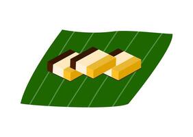Orange Layered Pudding on Banana Leaf vector