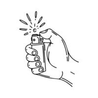 A hand flicking a lighter, creating a small spark vector