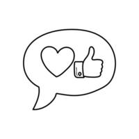 A speech bubble with a heart and like icon inside vector