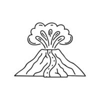 Volcanic eruption with flowing lava carving its path through rocky terrain vector