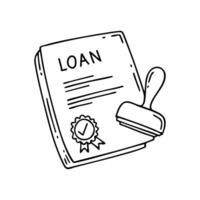 Document with a stamp and signature indicating a loan approval vector