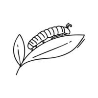 A small caterpillar crawling along the edge of a leaf vector