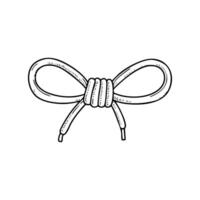 A shoelace tied into a simple loop before making a bow vector