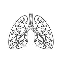 A tree with branches shaped like lungs, symbolizing the connection between nature and breathing vector