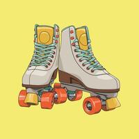 retro Cream Roller Skate Green Lace vector