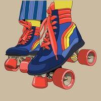 Retro Blue Roller Skate vector