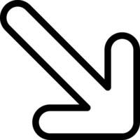 Arrow Down-Right Outline Style Icon vector