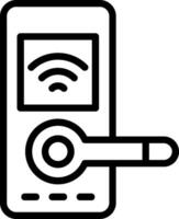 Smart Lock Outline Style Icon Design vector