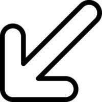 Arrow Down-Left Outline Style Icon vector