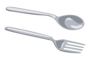 pair of cutlery, namely a spoon and a fork vector