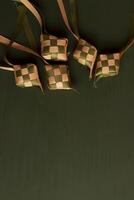 four small squares of fabric with a checker pattern photo